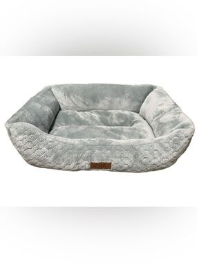 AVA Plush Rectangular Pet Bed in Light Sage Mint Green (18”x 21”) Soft Comfy Bed